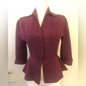 Beautiful dark mauve vintage 40s textured silk  peplum blouse sz xs 💅